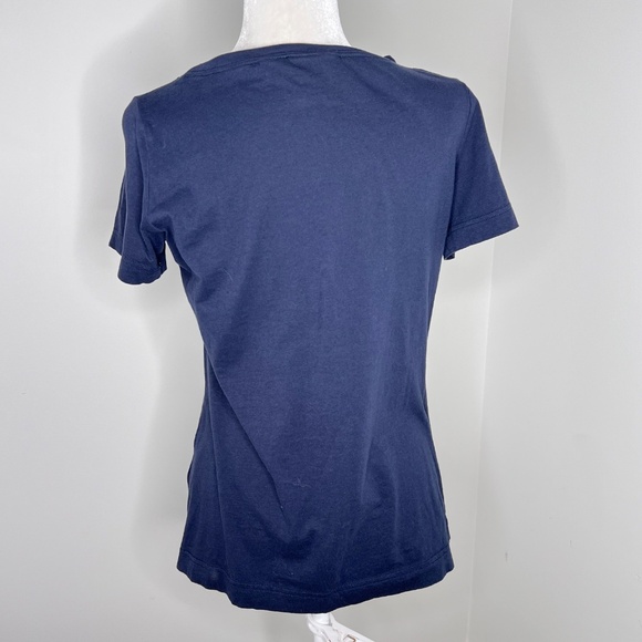 Tory Burch Logo Navy Blue Cotton Shirt Top S - Picture 3 of 4